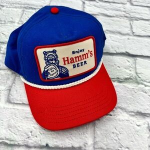 American Needle Hamm's Beer Snapback Trucker Baseball Hat Blue Red
